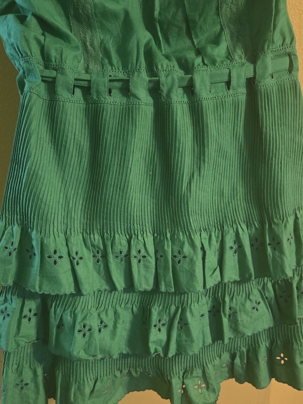 Cacharel Green Sleeveless Tiered Day Dress
